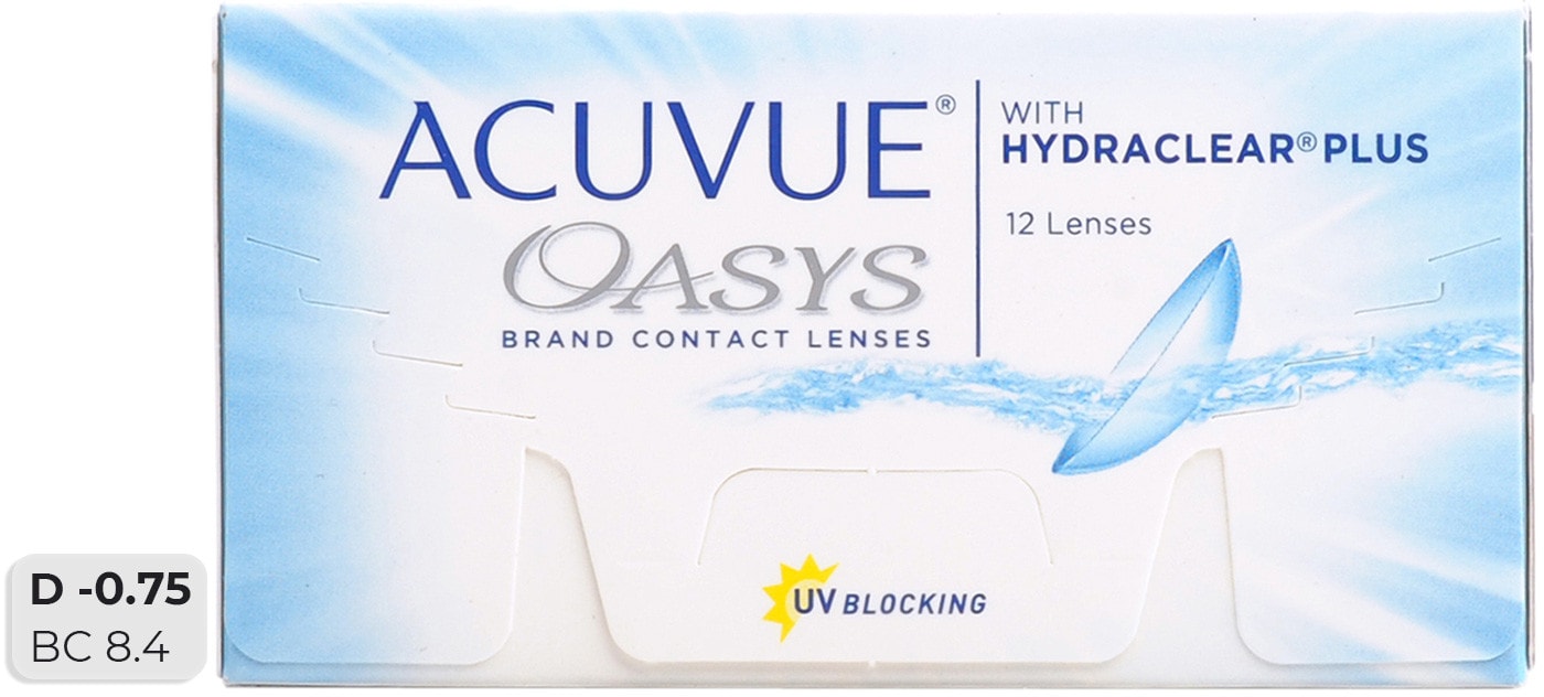 Изображение товара Контактные линзы Acuvue Oasys Hydraclear Plus двухнедельные 12 шт -0.75