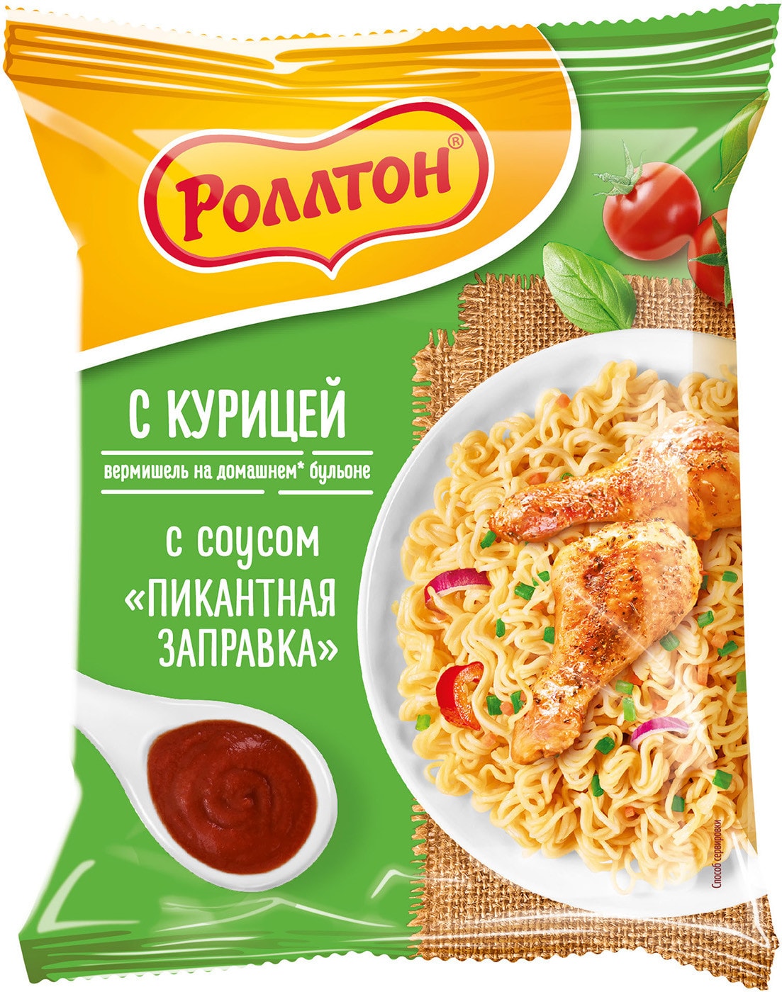 Изображение товара Вермишель Роллтон с курицей и соусом пикантная заправка 65г