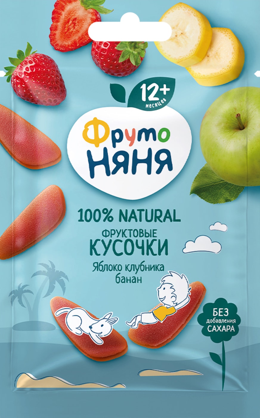 Изображение товара Кусочки фруктовые ФрутоНяня Яблоко клубника банан 15г