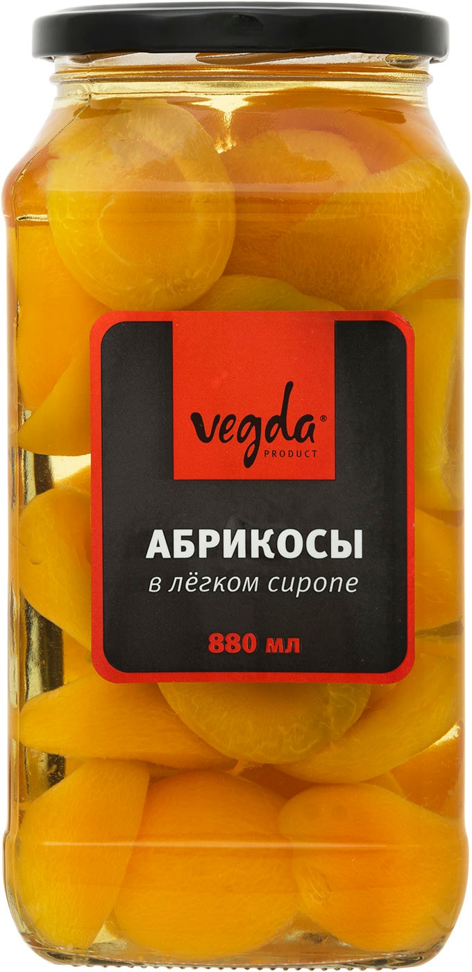 Изображение товара Абрикосы Vegda половинки в легком сиропе 880мл