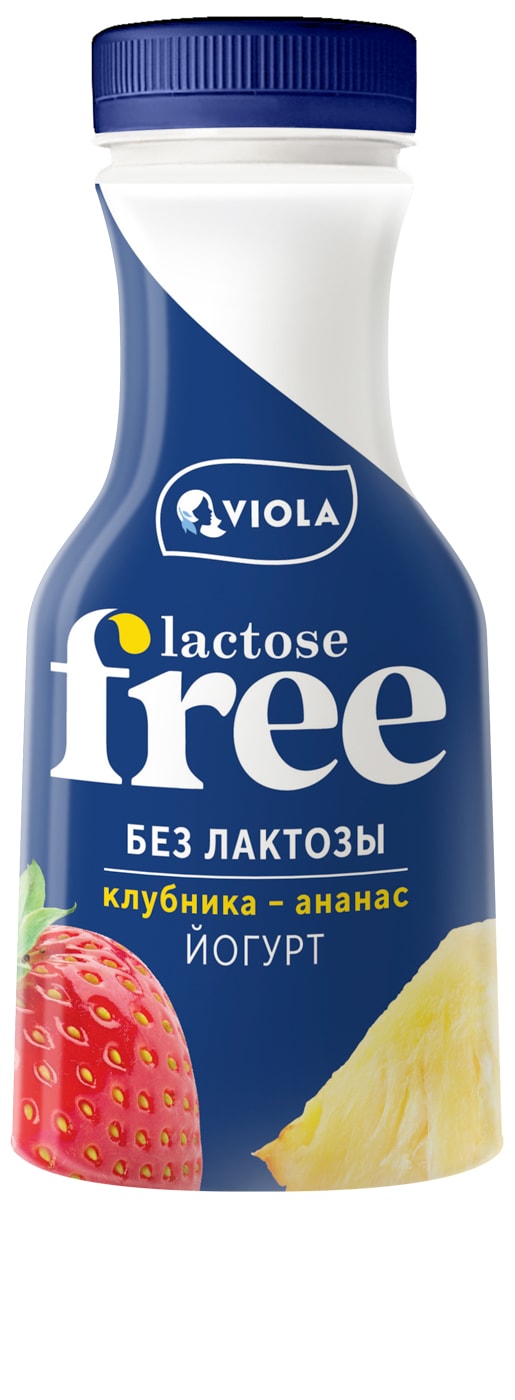 Изображение товара Йогурт питьевой Viola Lactose Free Клубника-Ананас 1.1% 270г