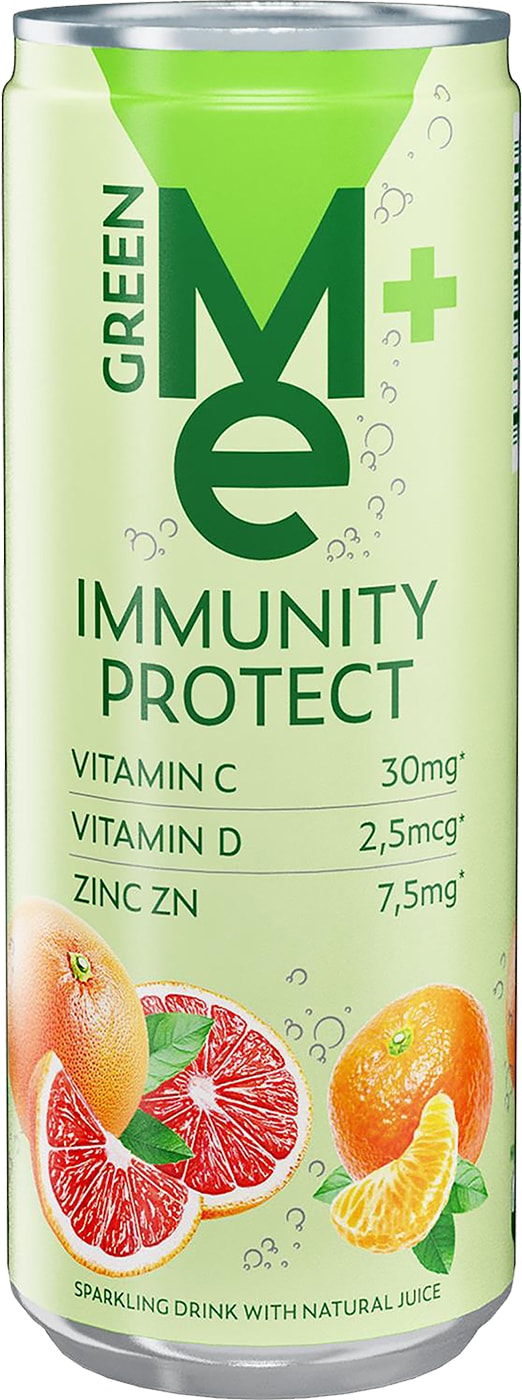 Изображение товара GreenMe Plus Immunity Protect напиток с витаминами C D и цинком 330 мл