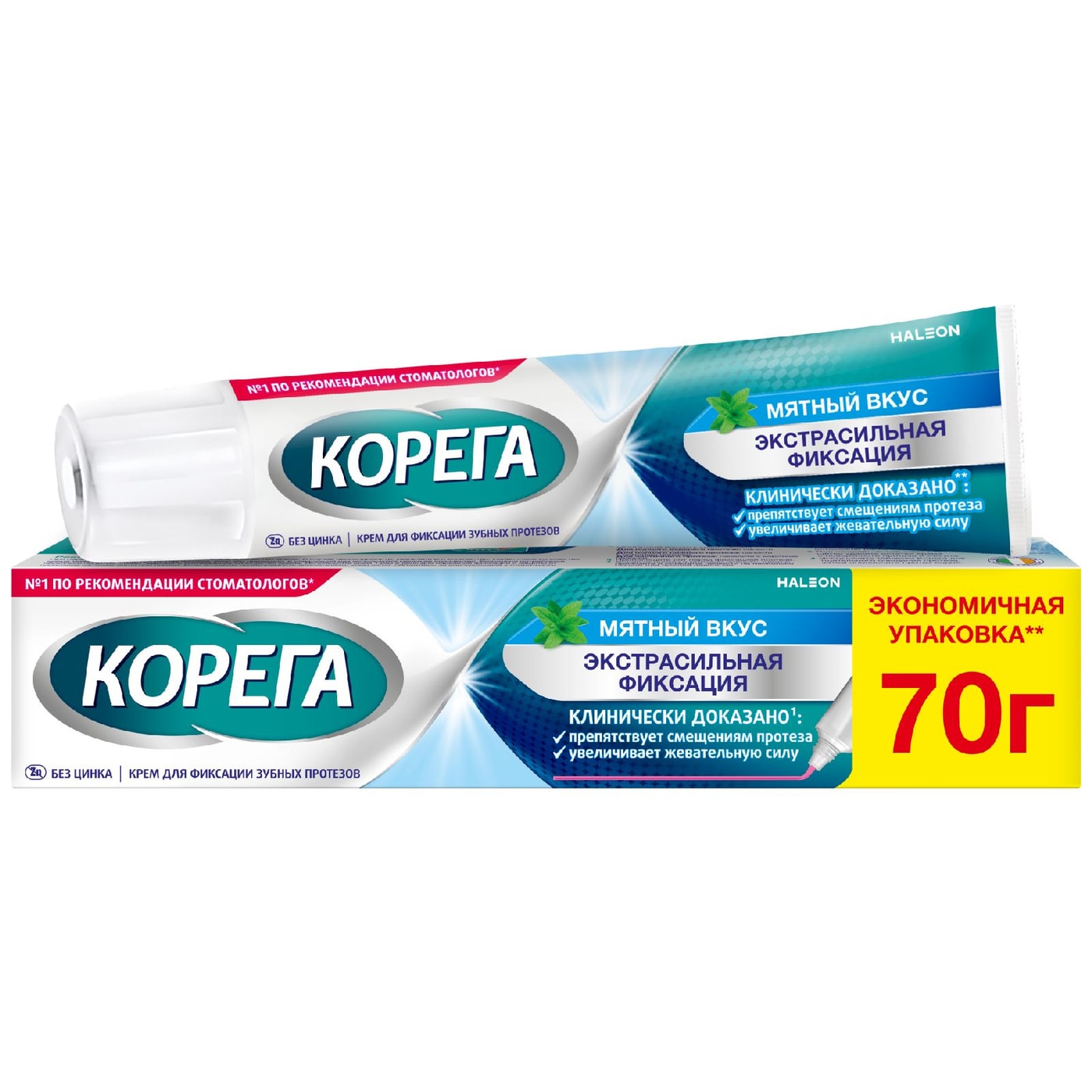 Изображение товара Крем для фиксации зубных протезов Корега Мятный вкус экстрасильная фиксация 70г