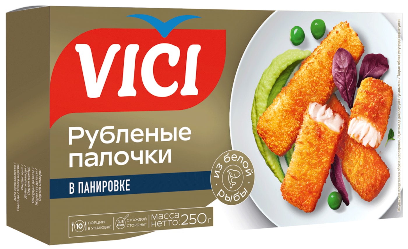Изображение товара Рыбные палочки Vici из минтая филе-кусочки в панировке 250г