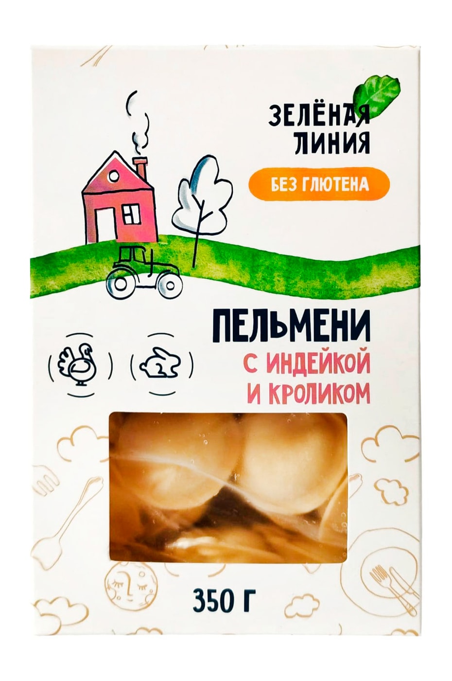 Изображение товара Пельмени Зеленая линия с индейкой и кроликом без глютена 350г