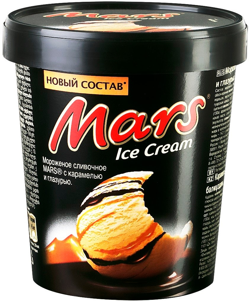Изображение товара Мороженое Mars сливочное с карамелью и глазурью 8.5% 300г ведро