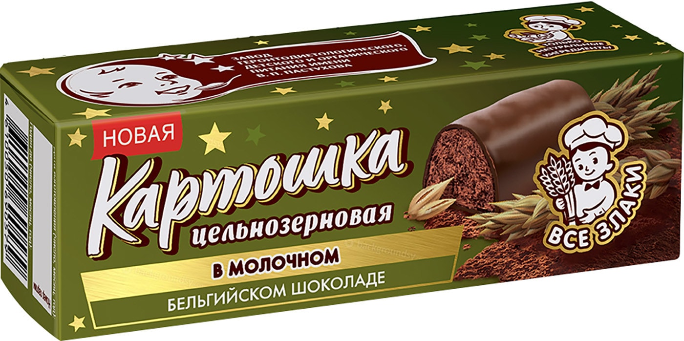 Изображение товара Десерт Первый Шоколатье Картошка Цельнозерновая в молочном бельгийском шоколаде 10.5% 60г