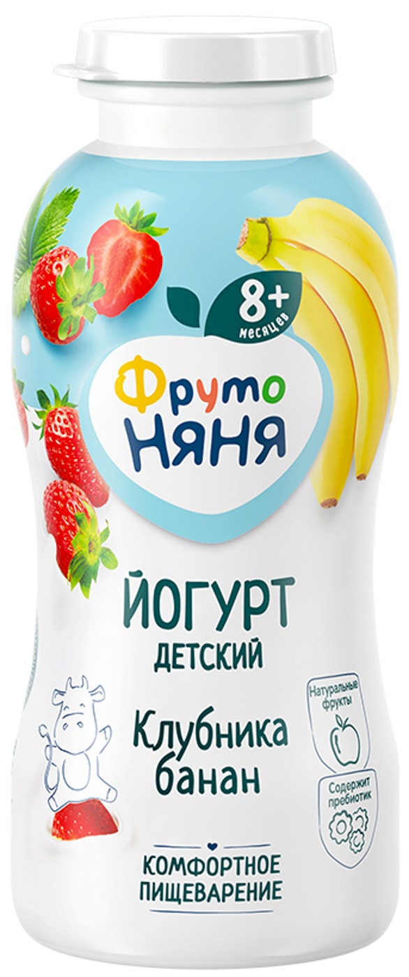 Изображение товара Йогурт ФрутоНяня Клубника-Банан 2.5% 200г для детей от 8 месяцев