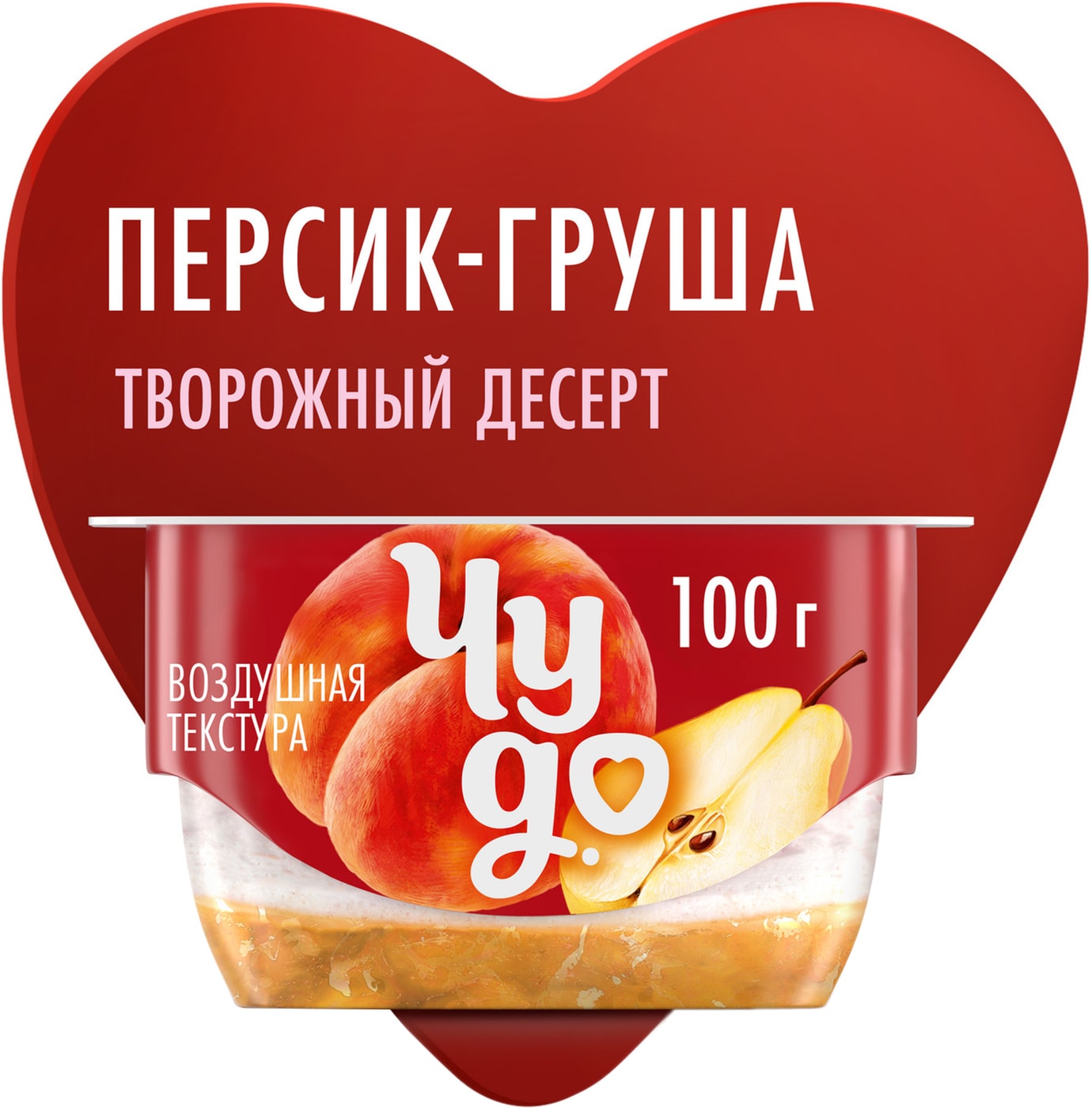 Изображение товара Творог взбитый Чудо Персик и груша 4.2% 100г