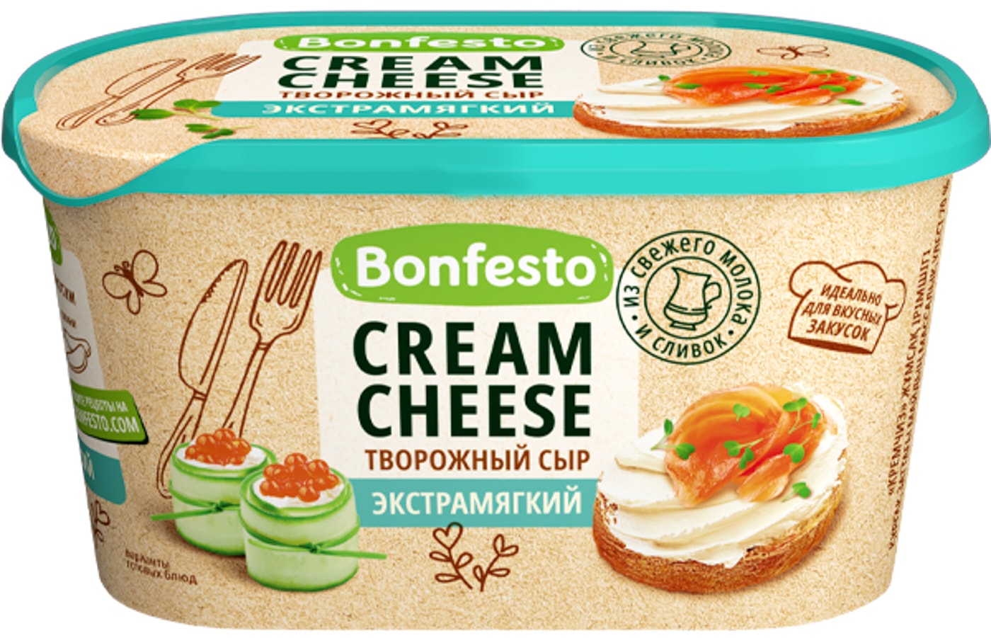 Изображение товара Сыр творожный Bonfesto Кремчиз Экстрамягкий 70% 400г