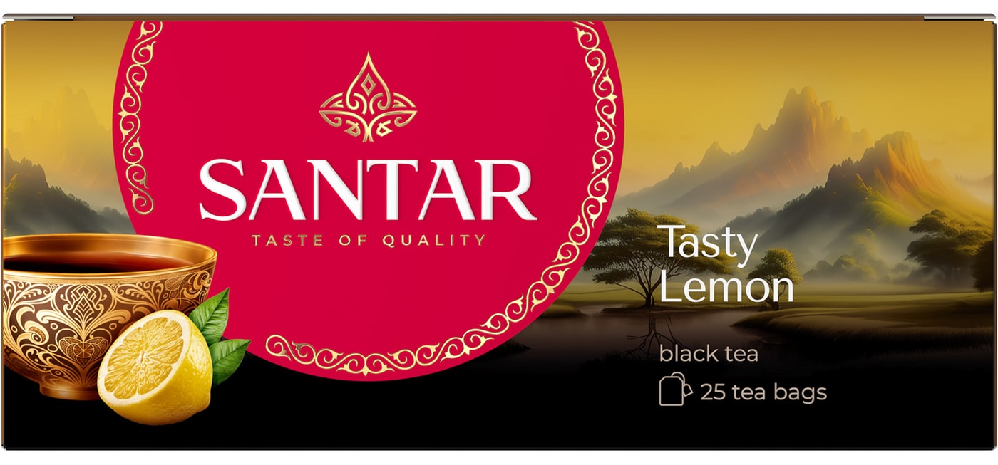 Изображение товара Чай черный Santar с ароматом лимона 25 пакетов по 1.5 г