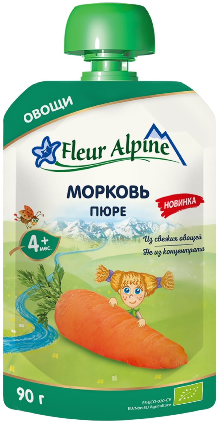 Изображение товара Пюре детское Fleur Alpine морковь 90 г для малышей с 4 месяцев Испания