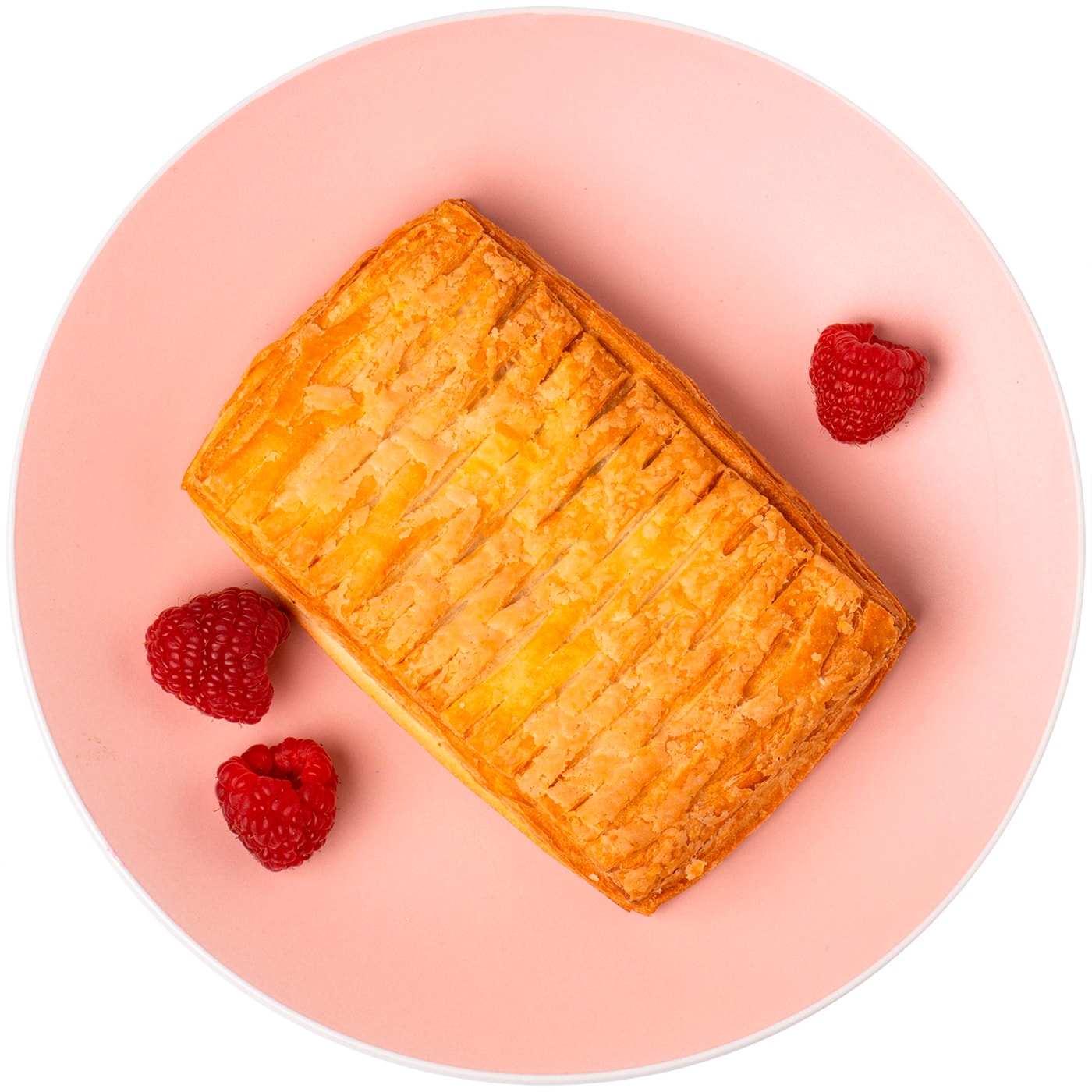 Изображение товара Слойка с малиной 70 г - хрустящая выпечка с ягодной начинкой