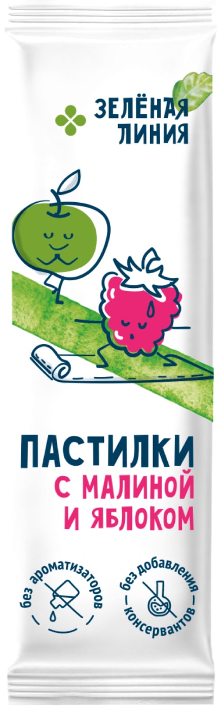 Изображение товара Пастилки Зеленая линия фруктовые Малина-Яблоко 27г