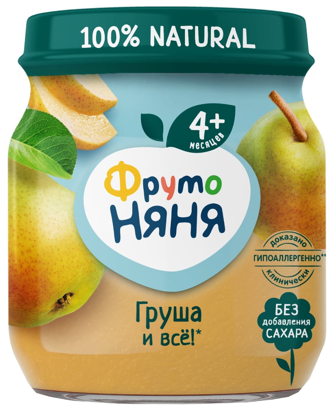 Изображение товара Пюре ФрутоНяня из груш 100 г - натуральный гипоаллергенный детский продукт