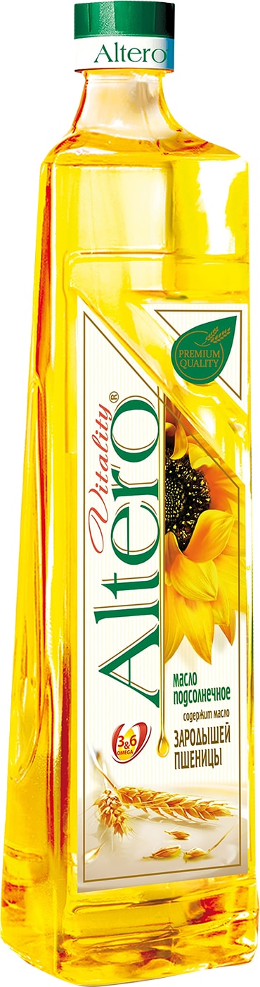 Изображение товара Масло подсолнечное Altero Vitality рафинированное с зародышами пшеницы 810мл