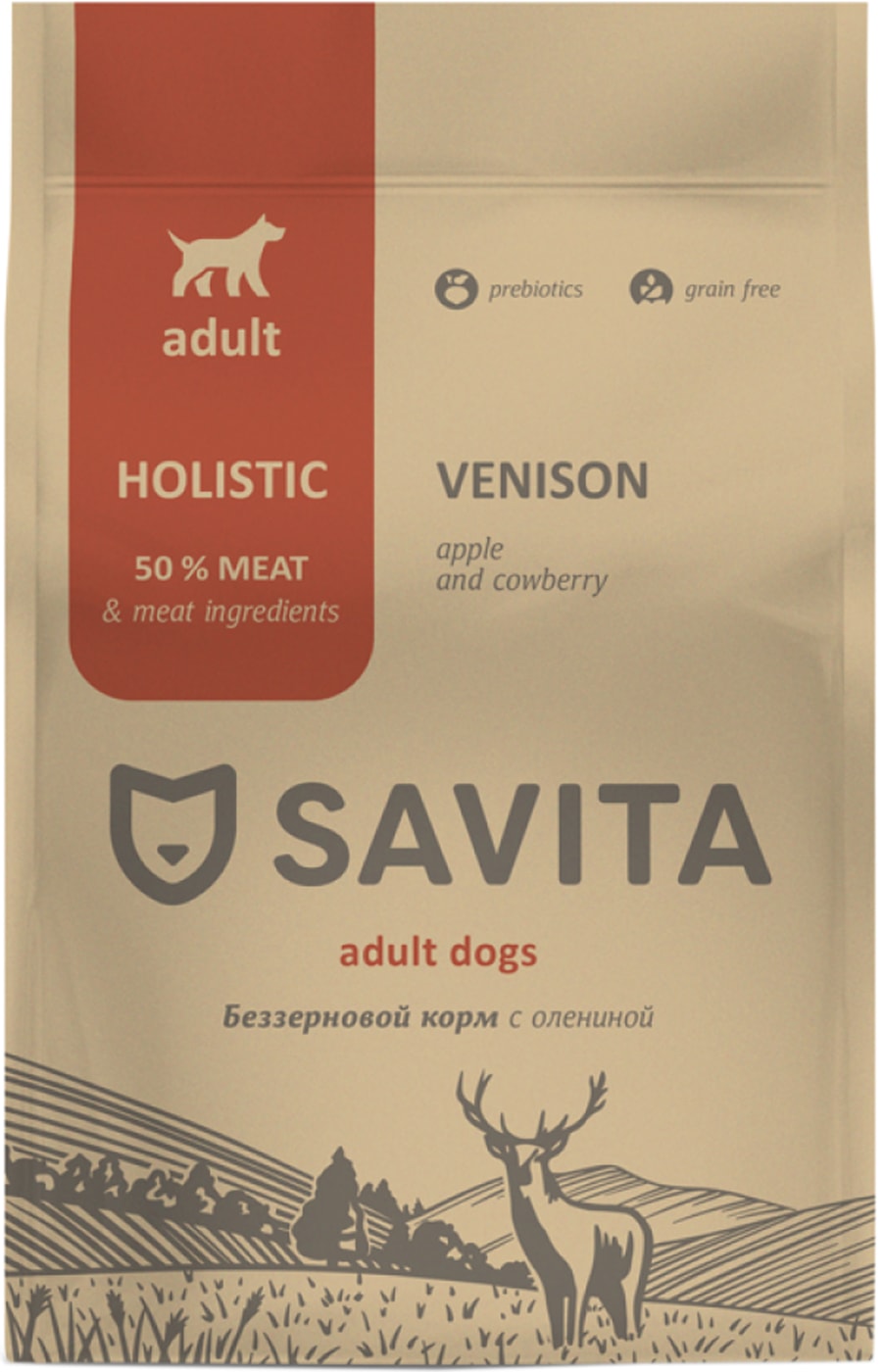 Изображение товара Сухой корм для собак Savita с олениной 1кг