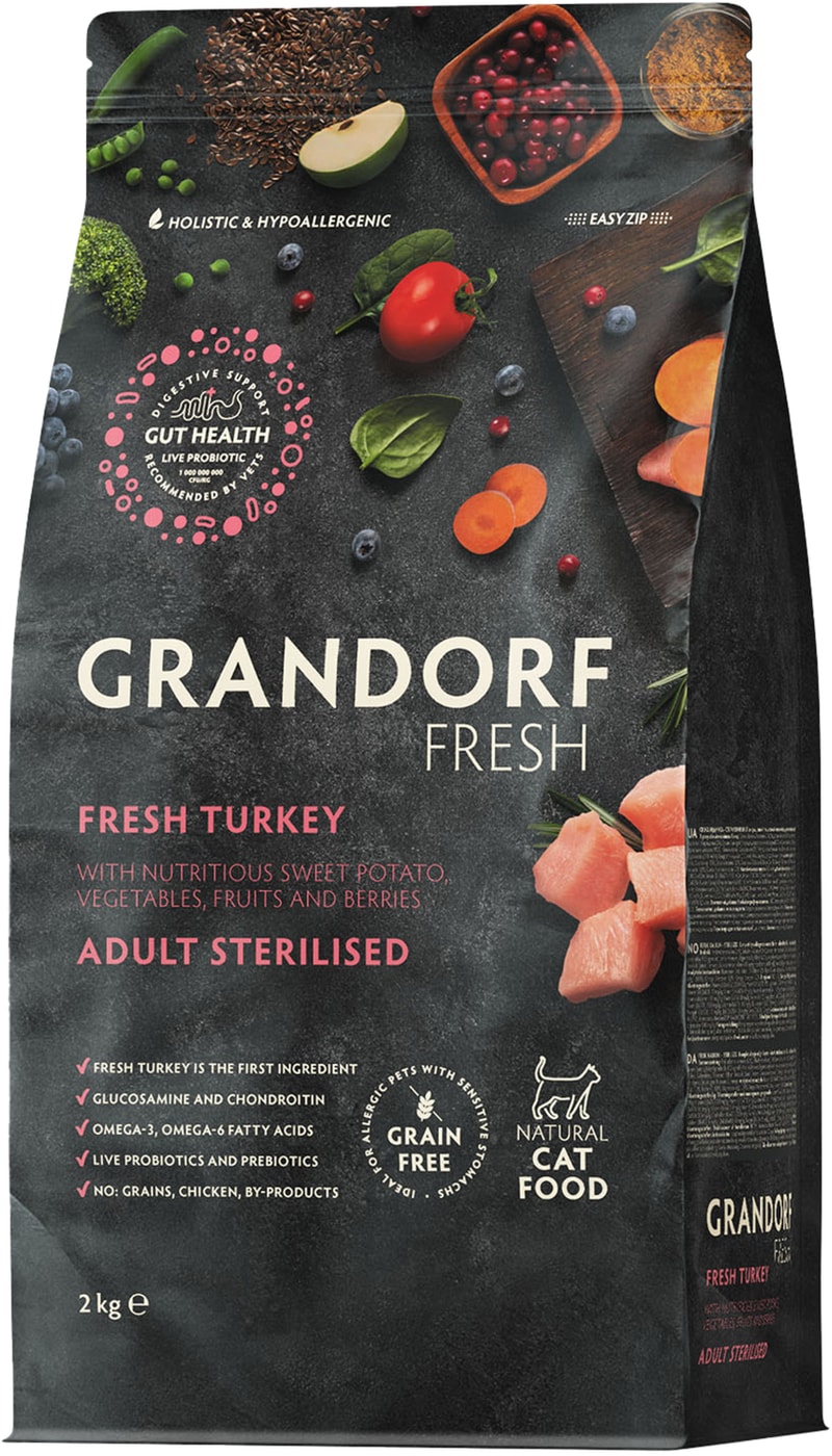 Изображение товара Сухой корм для кошек Grandorf Fresh Cat Sterilised с индейкой и бататом 2 кг