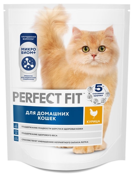 Изображение товара Сухой корм для домашних кошек Perfect Fit полнорационный с курицей 650г