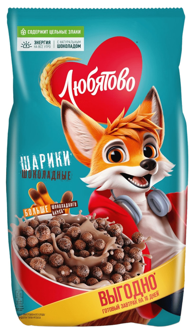 Изображение товара Любятово Шарики шоколадные сухой завтрак 500г для вкусного утреннего меню