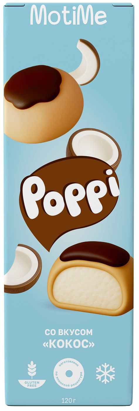 Изображение товара Мороженое MotiMe пломбир в рисовом тесте и карамельной глазури Кокос 15% 120г