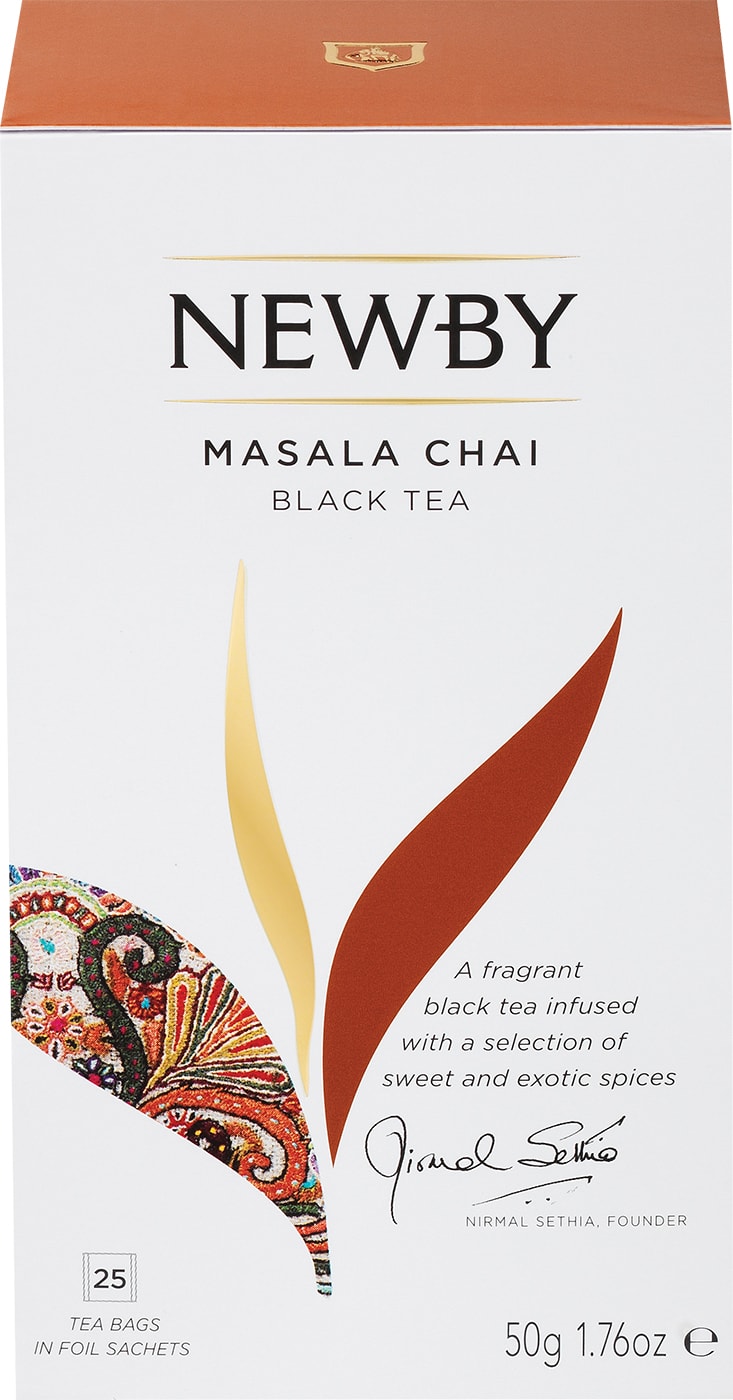 Изображение товара Чай черный Newby Масала 25 пакетиков по 2 г аромат специй йогуртовый вкус