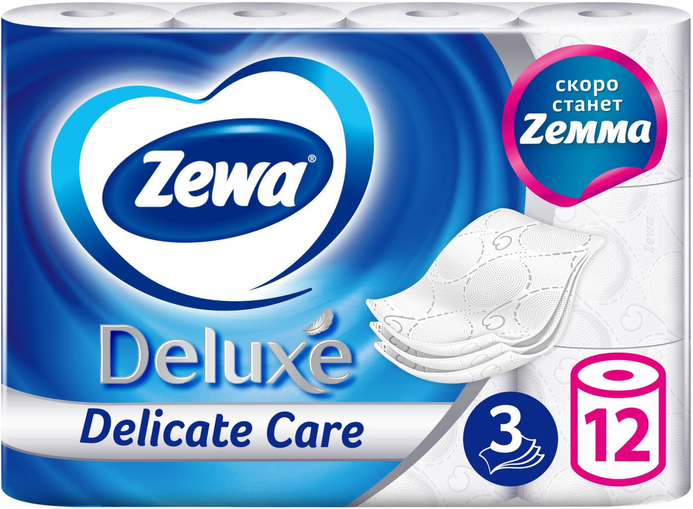 Изображение товара Туалетная бумага Zewa Deluxe 12 рулонов 3 слоя в ассортименте