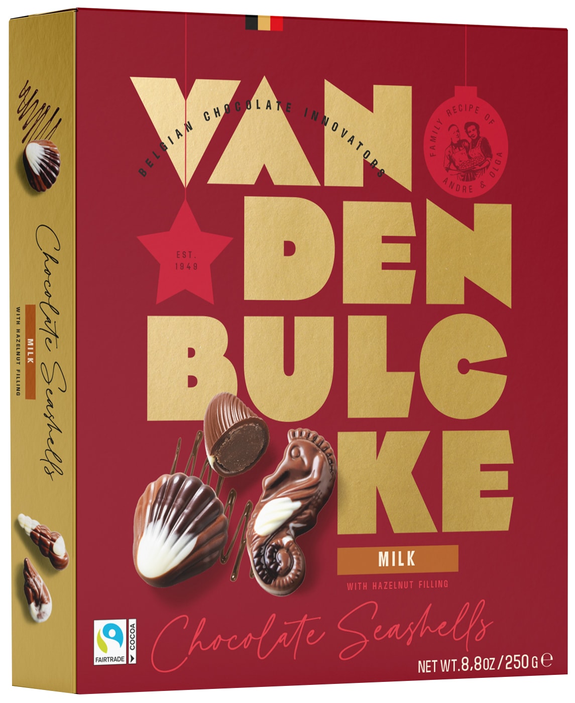 Изображение товара Конфеты Vandenbulcke морские ракушки с пралине, бельгийский шоколад, 250 г