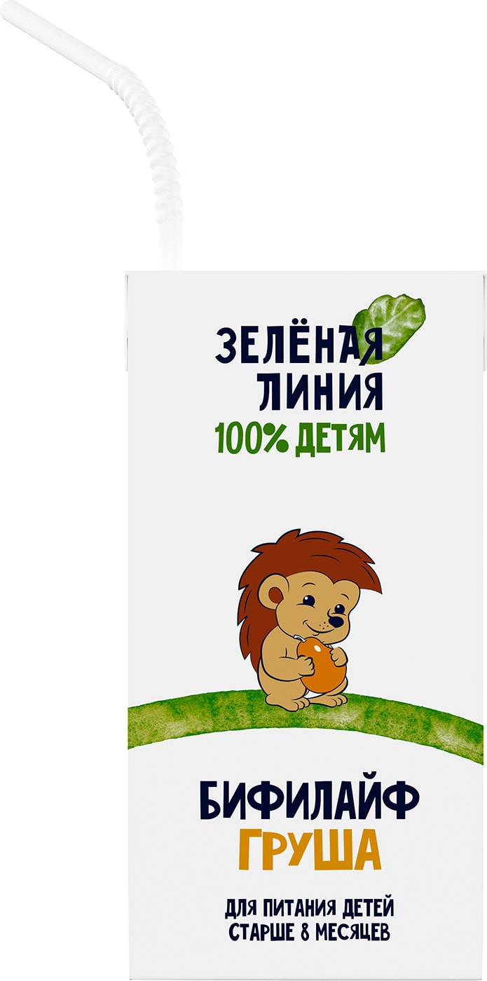 Изображение товара Кисломолочный напиток Бифилайф Зеленая линия Груша 2.5% 210 г для детей от 8 месяцев