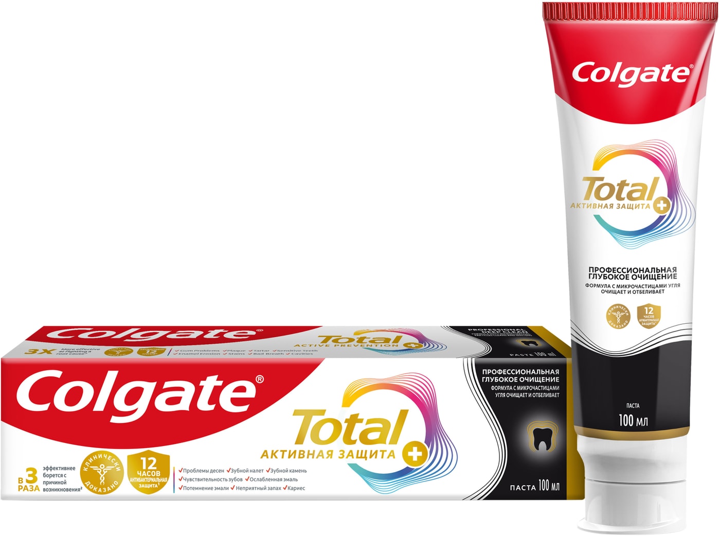 Изображение товара Зубная паста Colgate Total 12 Профессиональная Глубокое Очищение с древесным углем 100мл