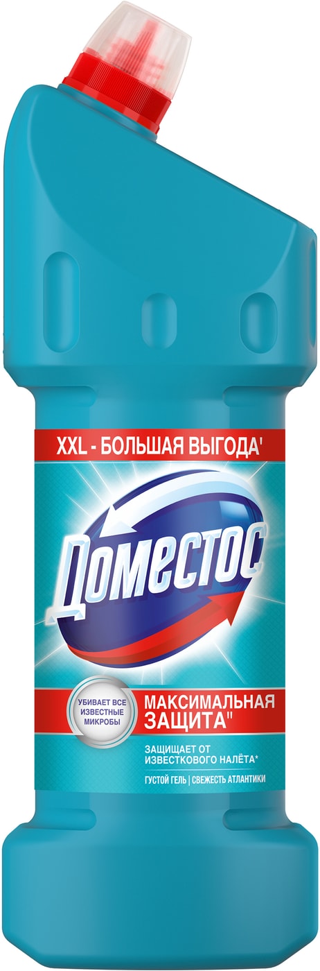 Изображение товара Гель чистящий Доместос Свежесть Атлантики для унитаза защита от бактерий и вирусов 1.5л