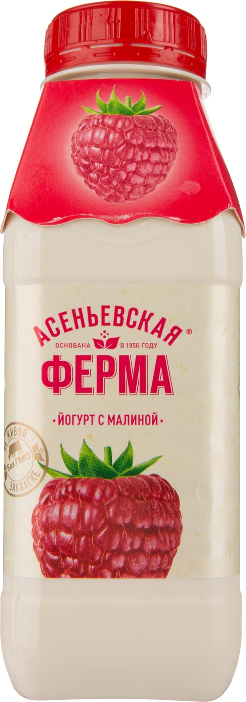 Изображение товара Йогурт питьевой Асеньевская Ферма Малиновый 1.5% 330г натуральный напиток
