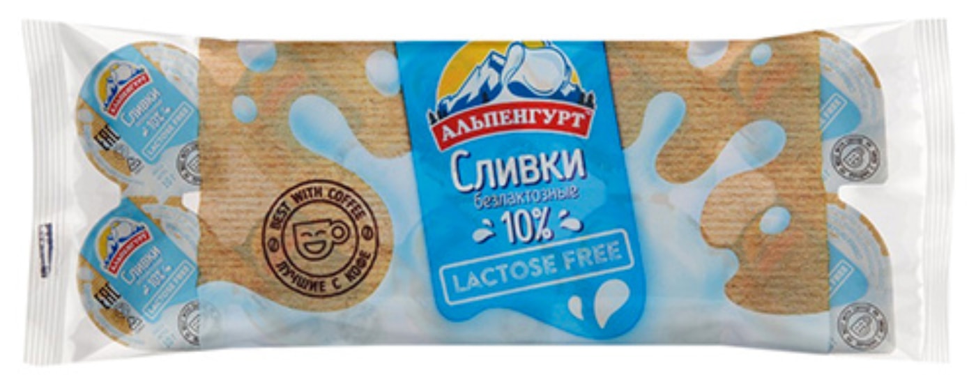 Изображение товара Сливки Альпенгурт безлактозные порционные 10% 10шт*10мл