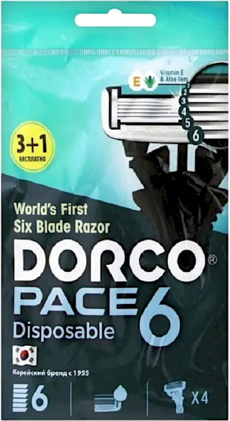 Изображение товара Станки для бритья Dorco Pace одноразовые 6 лезвий 4шт