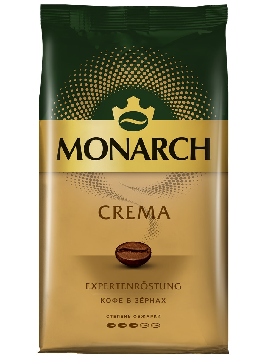 Изображение товара Кофе в зернах Monarch Crema 1 кг - арабика и робуста, средняя обжарка, вакуум