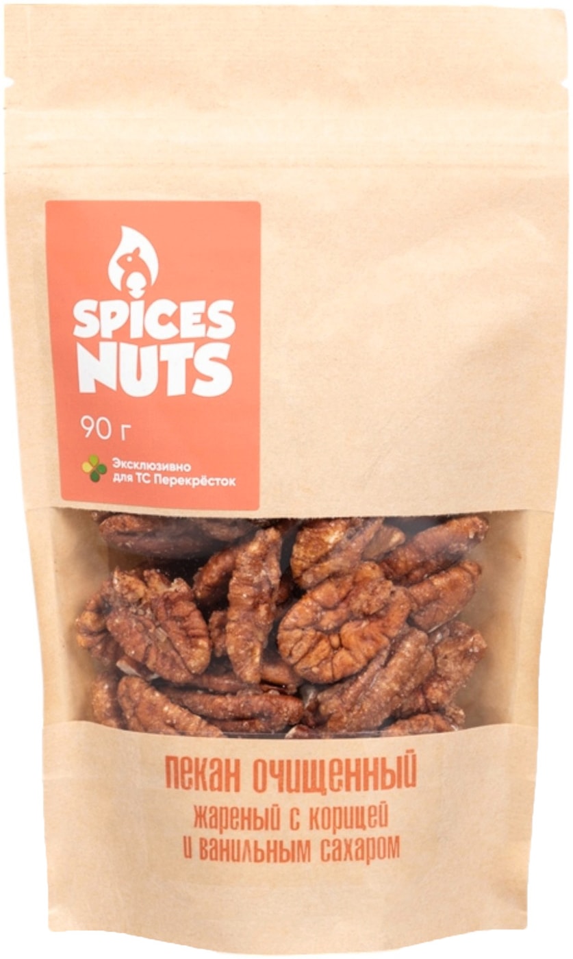 Изображение товара Пекан Spices Nuts очищенный жареный с корицей и ванильным сахаром 90г