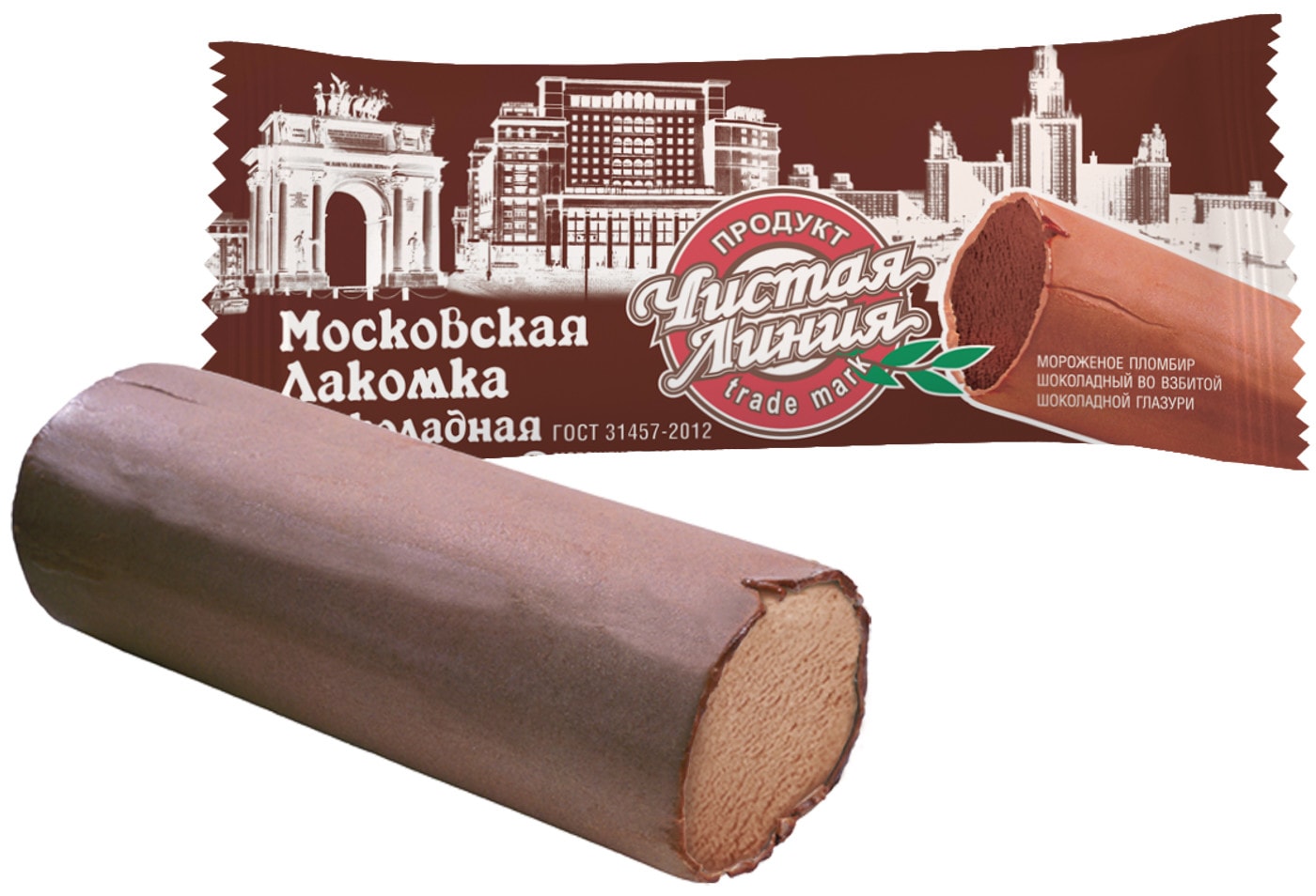 Изображение товара Мороженое Чистая Линия Московская Лакомка Шоколадная 80г