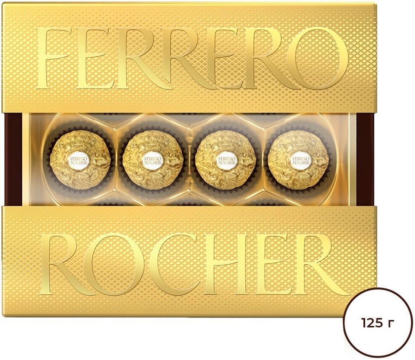 Изображение товара Конфеты Ferrero Rocher хрустящие из молочного шоколада 125 г