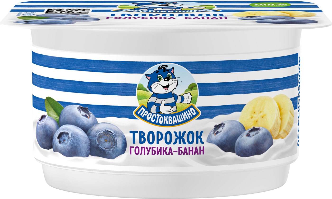 Изображение товара Творожок Простоквашино Голубика-Банан 3.6% 110г
