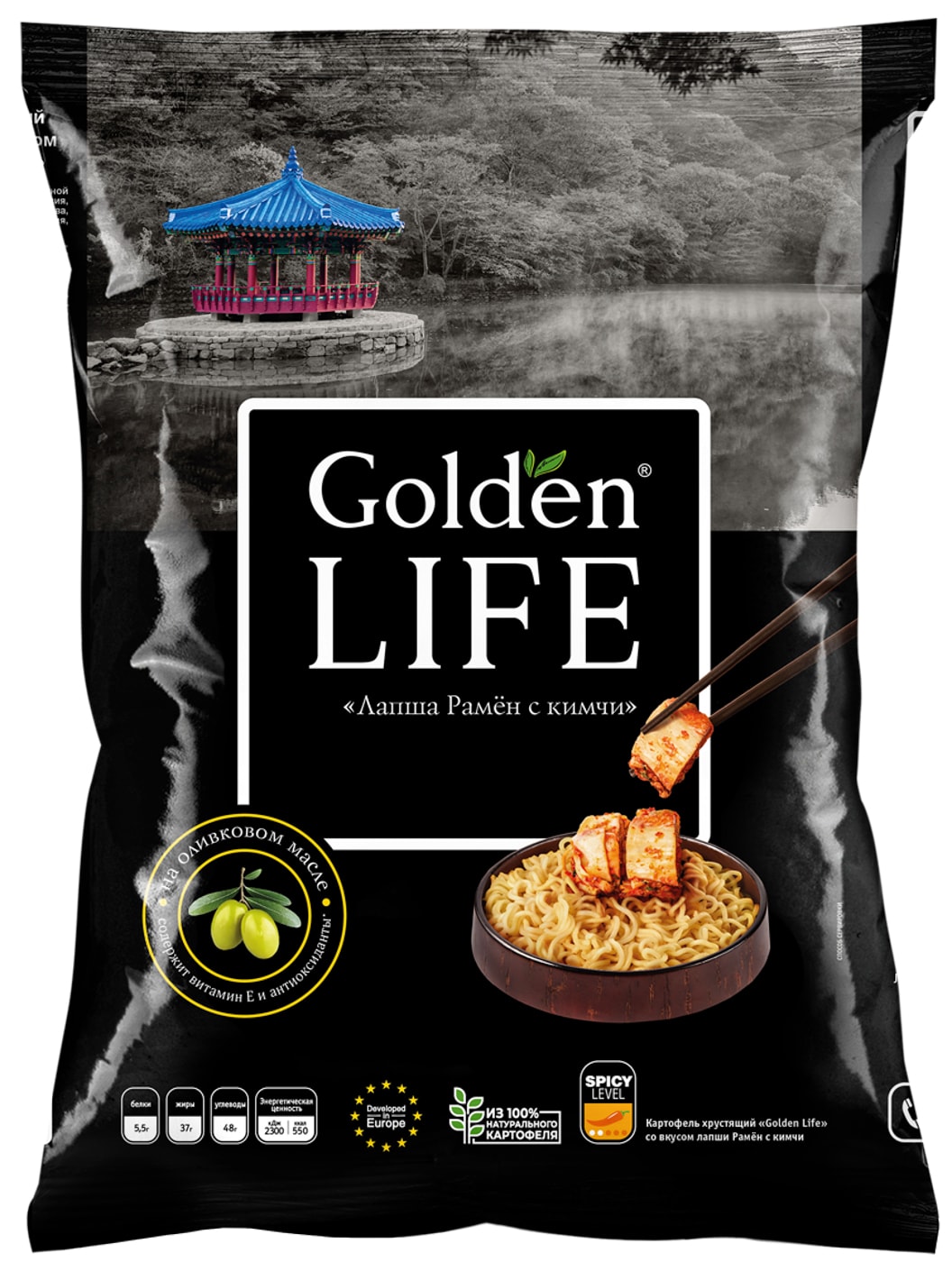 Изображение товара Чипсы Golden Life Лапша Рамен с кимчи 90г