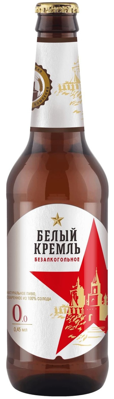 Изображение товара Пиво Белый Кремль светлое фильтрованное безалкогольное 450мл