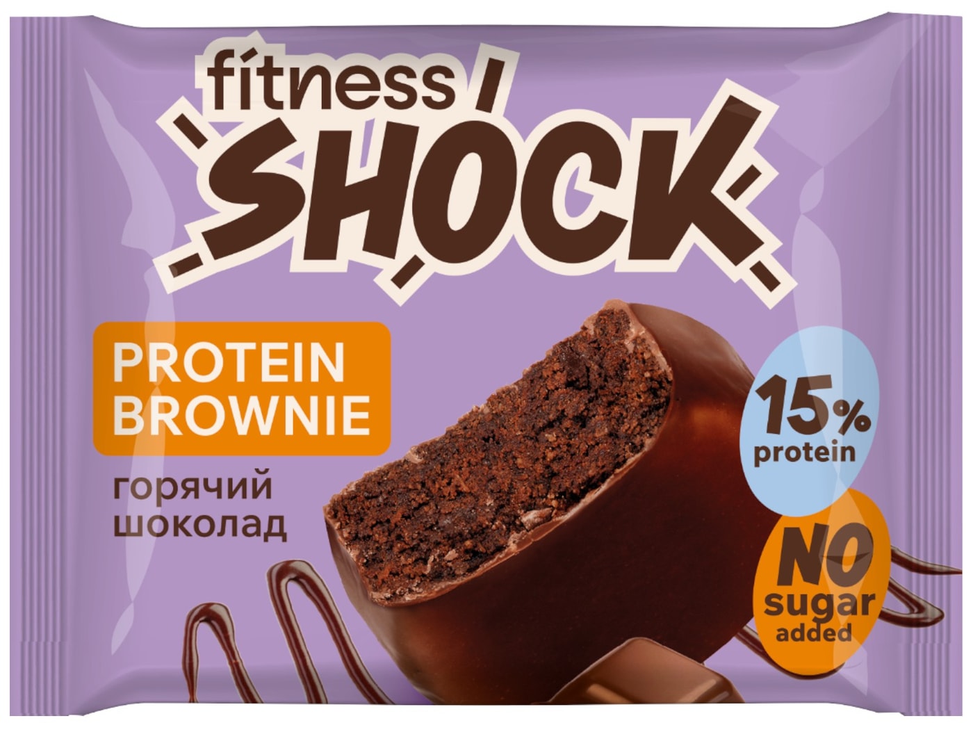 Изображение товара Пирожное FitnesShock Глазированное брауни горячий шоколад 50г
