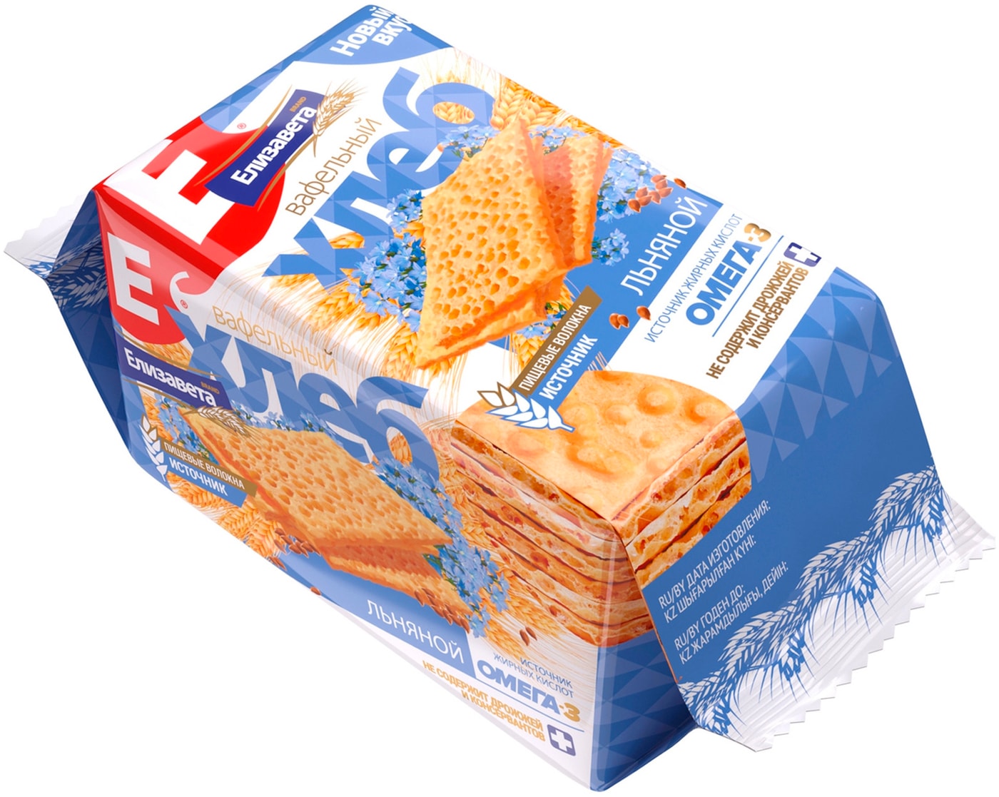 Изображение товара Хлебцы Елизавета Вафельный хлеб льняной хрустящий 55г