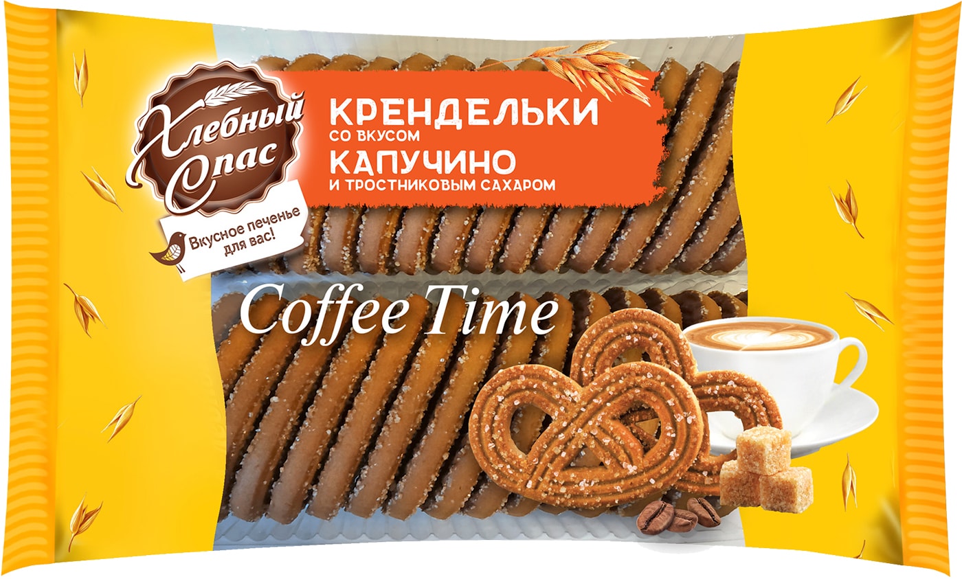 Изображение товара Печенье Хлебный Спас Крендельки с капучино и тростниковым сахаром 320г