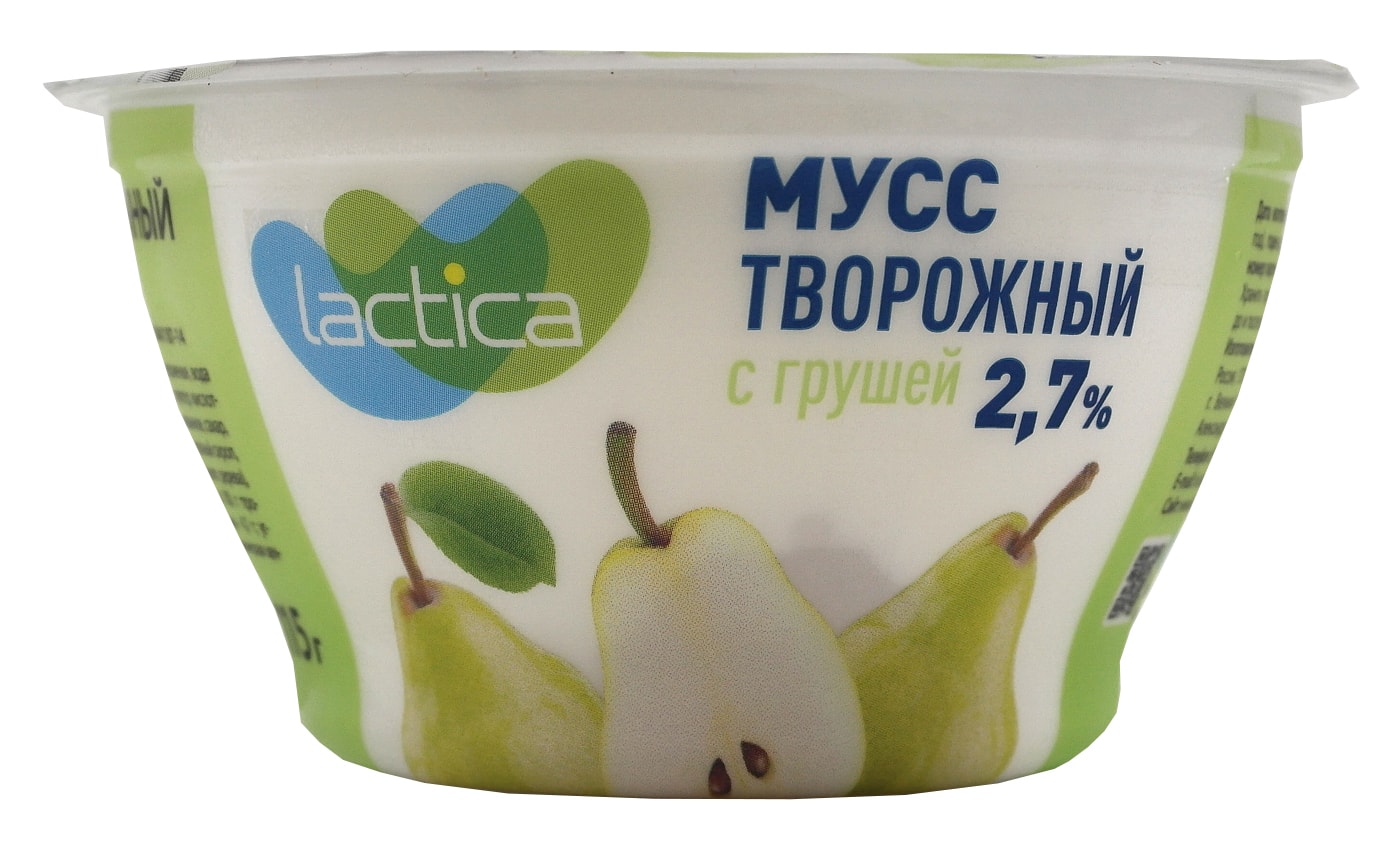 Изображение товара Мусс творожный Lactica с грушей 2.7% 115г