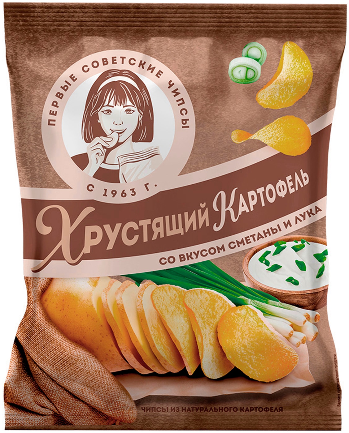 Изображение товара Чипсы Хрустящий Картофель со вкусом сметаны и лука 160г
