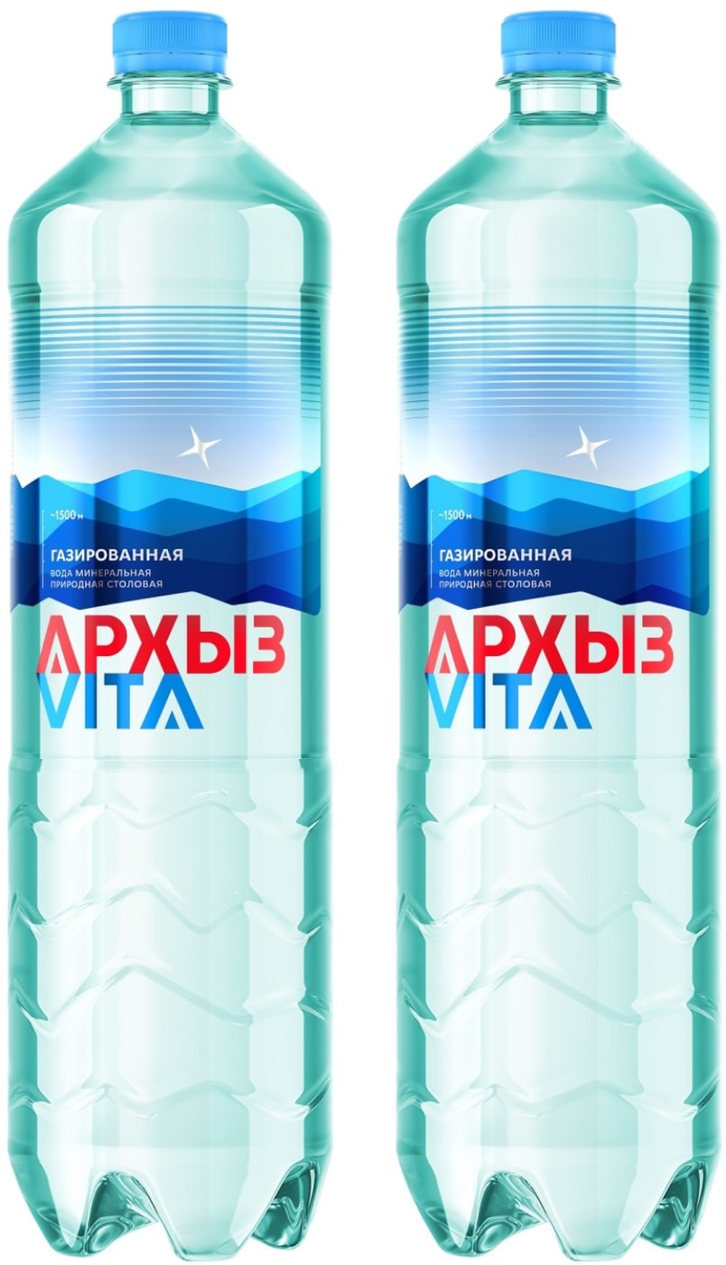 Изображение товара Вода Архыз минеральная газированная 1.5л природная из Кавказских ледников