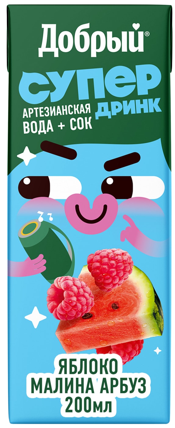 Изображение товара Напиток Добрый Active kid Яблоко-Малина-Арбуз 200мл