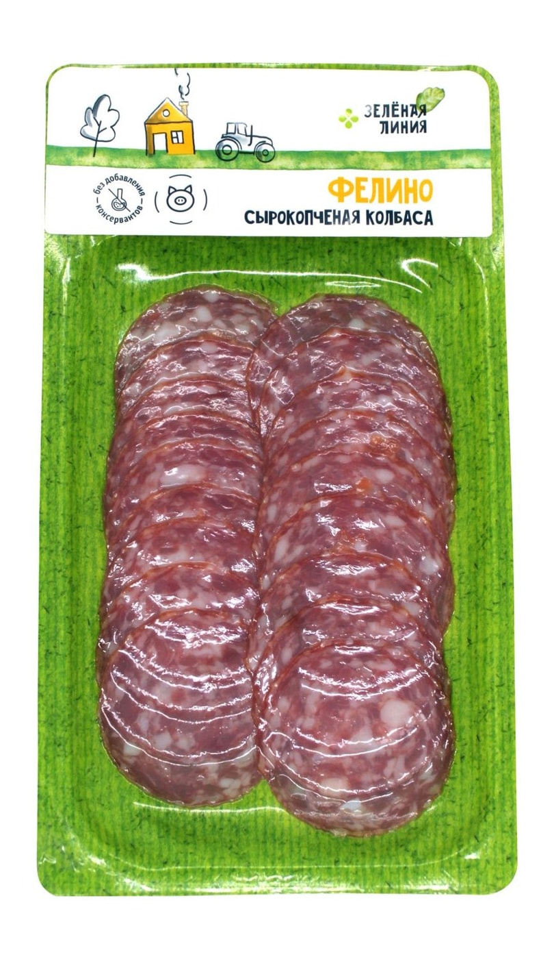 Изображение товара Колбаса Зеленая Линия Фелино сырокопченая полусухая 70г