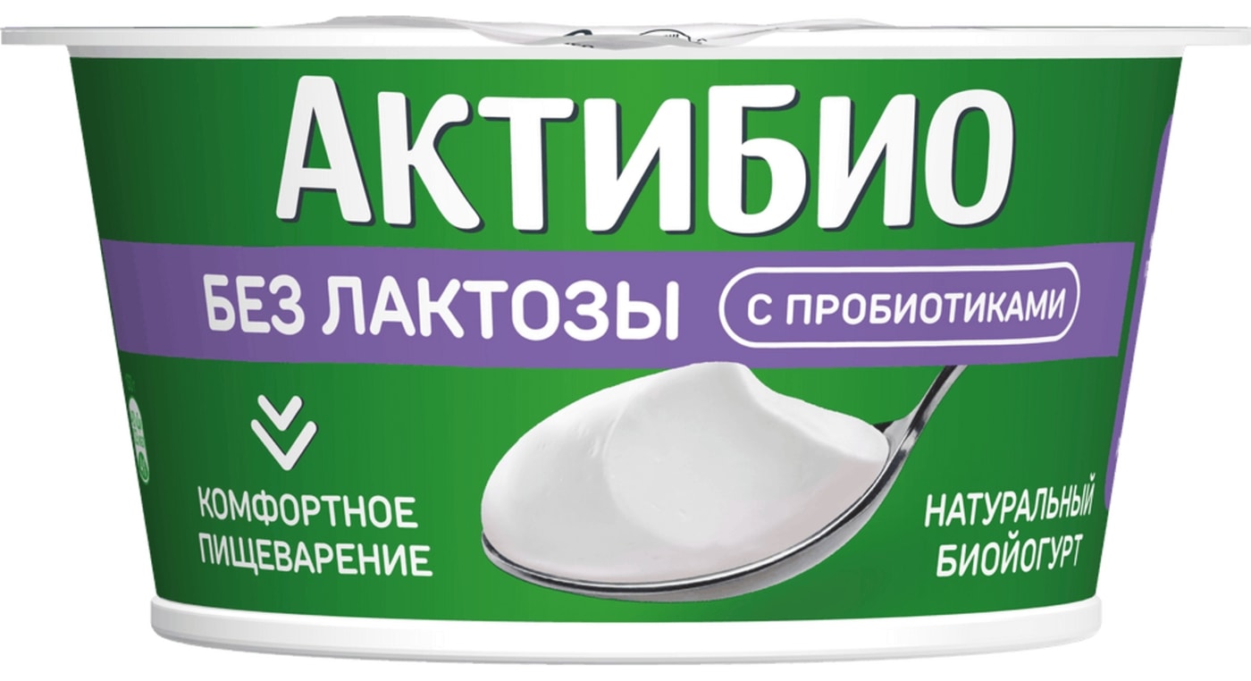 Изображение товара Биойогурт АктиБио без лактозы 3.4% 130г натуральный полезный продукт
